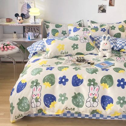 Bedding Set for Girl Boy Bedroom KIDS Modern Comforter Duvet Cover Flat Sheet Pillowcase  Home Textile Soft Bed Linen