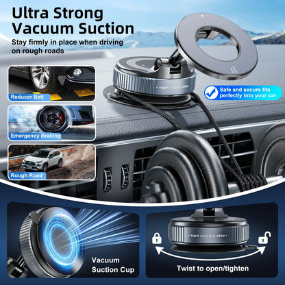 Car Phone Magnetic Stand Mechanical Vacuum Suction Cup Rotate 360° Magnetic Adsorption Bracket Navigation Universal Holder