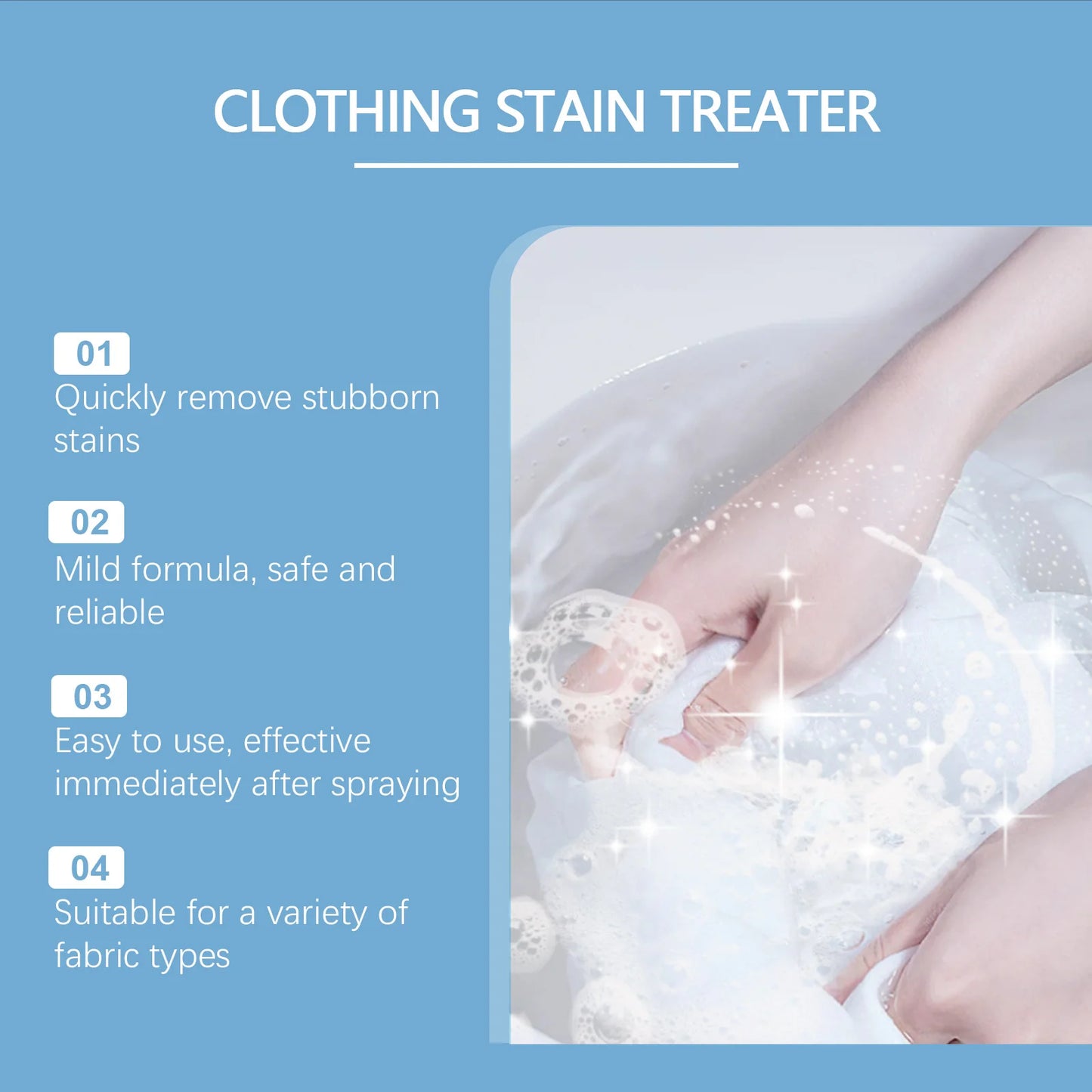 120ml Stain Remover Spray Effectively Clean Stubborn Stains Eliminate Odor Remove Yellowing & Whitening No Irritation No Residue