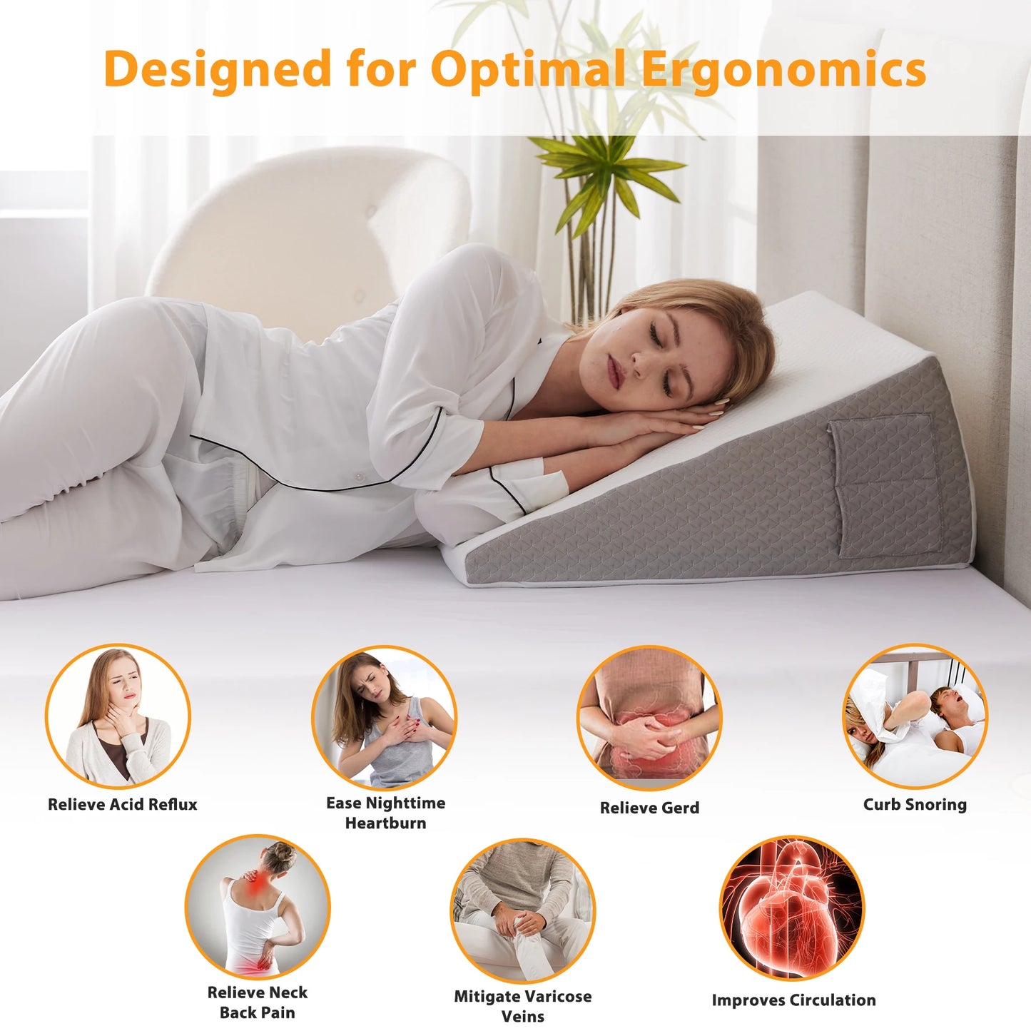 1pc Ultimate Memory Foam Wedge Pillow - Enhanced Sleep Support for Surgery Recovery, Ideal Leg Elevation & Acid Reflux Relief, T
