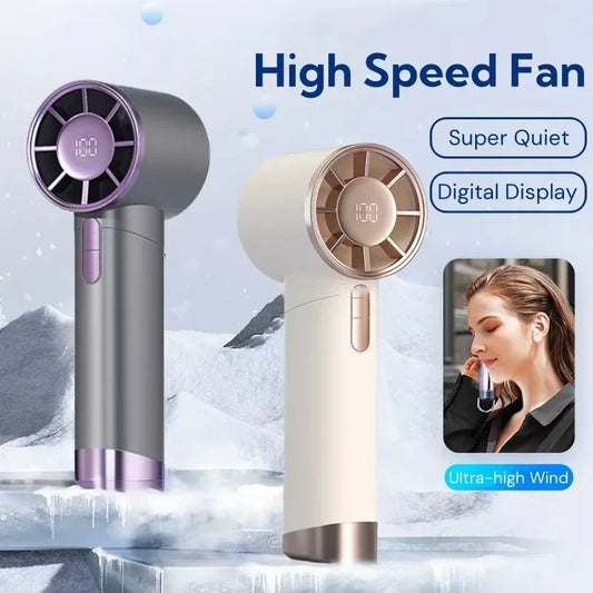 Mini Handheld Fan With Power Display Portable Air Calculating Fan Personal Highspeed Fan Rechargeable Mute Handheld Fan