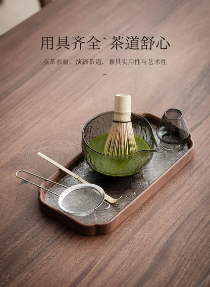 5Pcs Matcha Whisk Set Clear Glass Matchas Tea Set Matcha-Making Kit with Matcha Bowl Matcha Cup Matcha-Whisk for Tea Lovers