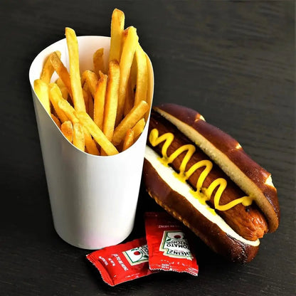 50pcs Popcorn Boxes Disposable Kraft Paper Slant Cup Water Proof Thickened French Fries Cup Oil-proof Snack Cups Sundae