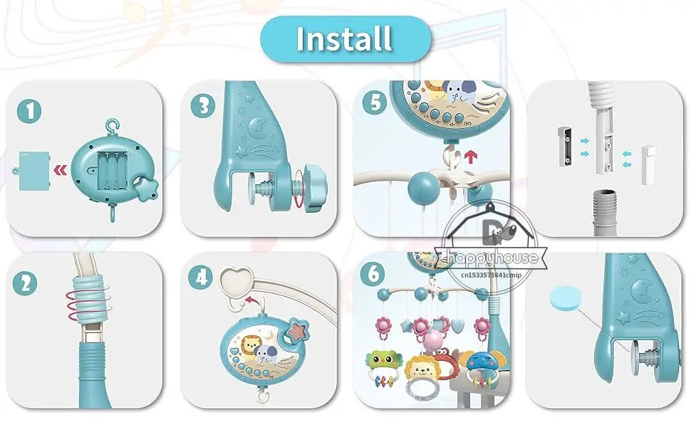 Musical Baby Crib Mobile with Lights Music Projection for Infants 0-6 Months Remote Control Crib Toys for Newborn Baby Mobile