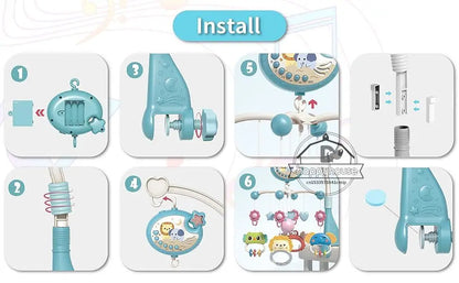 Musical Baby Crib Mobile with Lights Music Projection for Infants 0-6 Months Remote Control Crib Toys for Newborn Baby Mobile