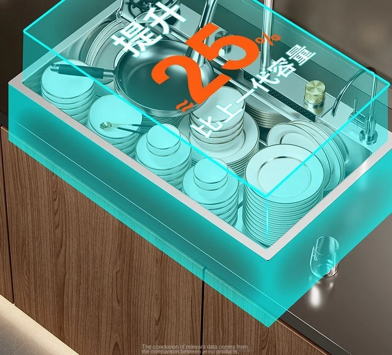 Nano 304 Stainless Steel Sink Waterfall Large Single Slot Kitchen Sink Vegetable Sink Stainless Steel Sink Household Sink