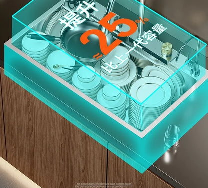 Nano 304 Stainless Steel Sink Waterfall Large Single Slot Kitchen Sink Vegetable Sink Stainless Steel Sink Household Sink