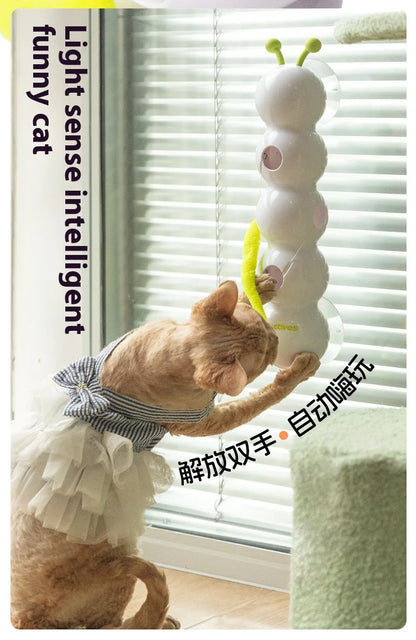 Intelligent interactive cat toy,Mobile activation wake-up, earthworm pole, toy with tail, automatic popping hole,Interactive