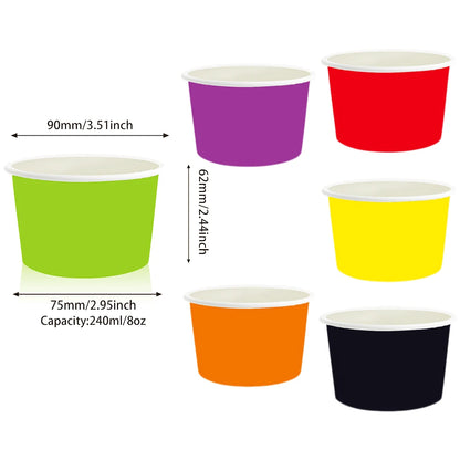12/24/30PCS Color Colored Treat Snack Bowl Ice Cream Cups Disposable Dessert Bowls Color Colored DIY Food Cups Party Supplies