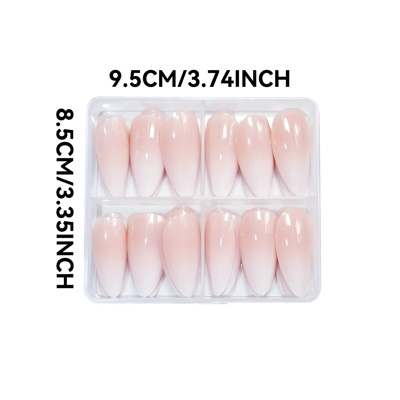 96pcs Almond Shaped Press on Nails, Medium Length, Glossy Finish, Pink & White Gradient, French Stripe Design, Fashionable & Ele
