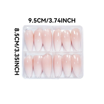 96pcs Almond Shaped Press on Nails, Medium Length, Glossy Finish, Pink & White Gradient, French Stripe Design, Fashionable & Ele