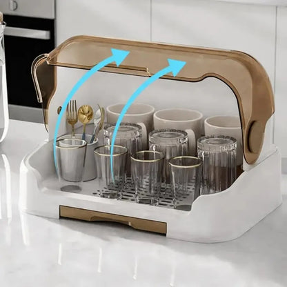 Portable Baby Bottle Drying Rack & Organizer - Dustproof Storage Container with Removable Drip Tray, Hygienic Feeding Accessorie