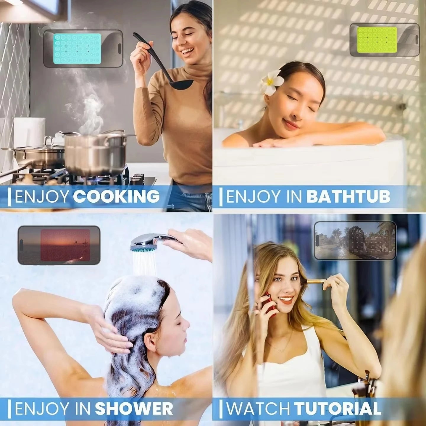 Double-Sided Suction Cup Phone Mount, Silicone Suction Phone Stand Phone Case Adhesive Sticky Phone Grip Hands-Free Phone Grip