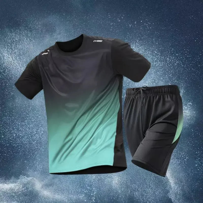 Sports SuitsMan Sets  Quick Drying Breathable Basic Trendy Two Piece Set Outdoor Novelty in Outfit Two-piece T-shirts Shorts Men