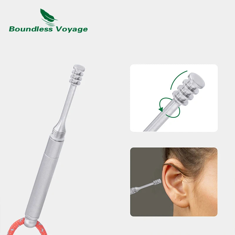 Boundless Voyage Portable Titanium Toothpicks Holder Ear Wax Removal Personal Care Tools Outdoor Multifunctional Tools Ti9008O