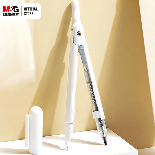 M&G Push-Free Mechanical Lead Compass *1 with Cap for Student Exam Drawing Student Stationery White