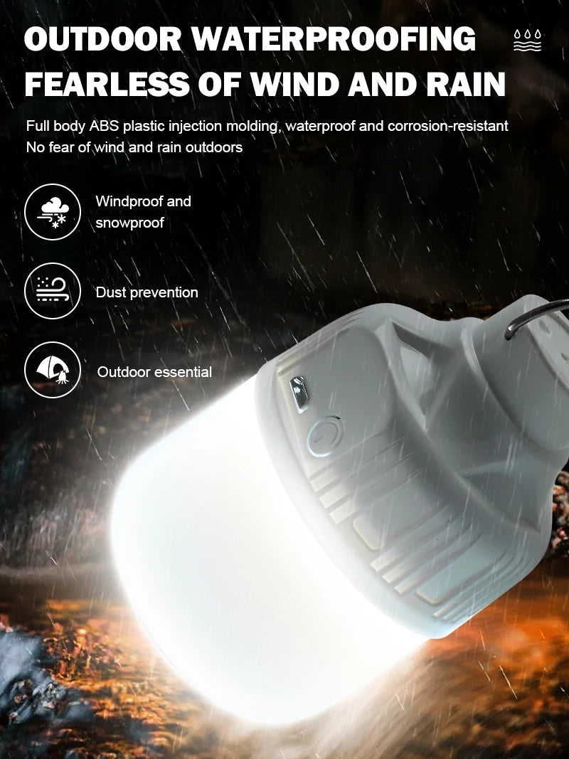 Outdoor USB Rechargeable LED Lamp Bulbs High Brightness Emergency Light Hook Up Camping Fishing Portable Lantern Night Lights