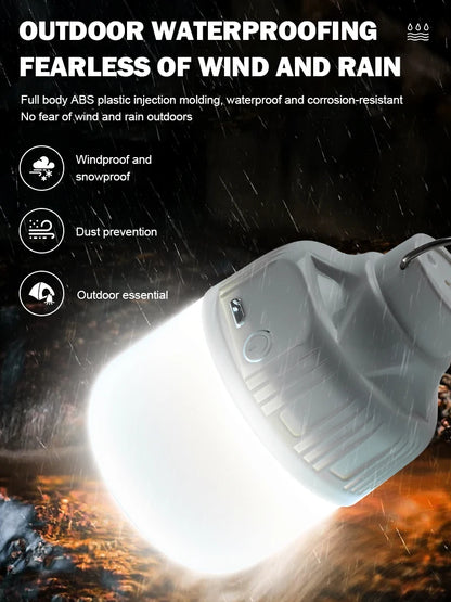 Outdoor USB Rechargeable LED Lamp Bulbs High Brightness Emergency Light Hook Up Camping Fishing Portable Lantern Night Lights