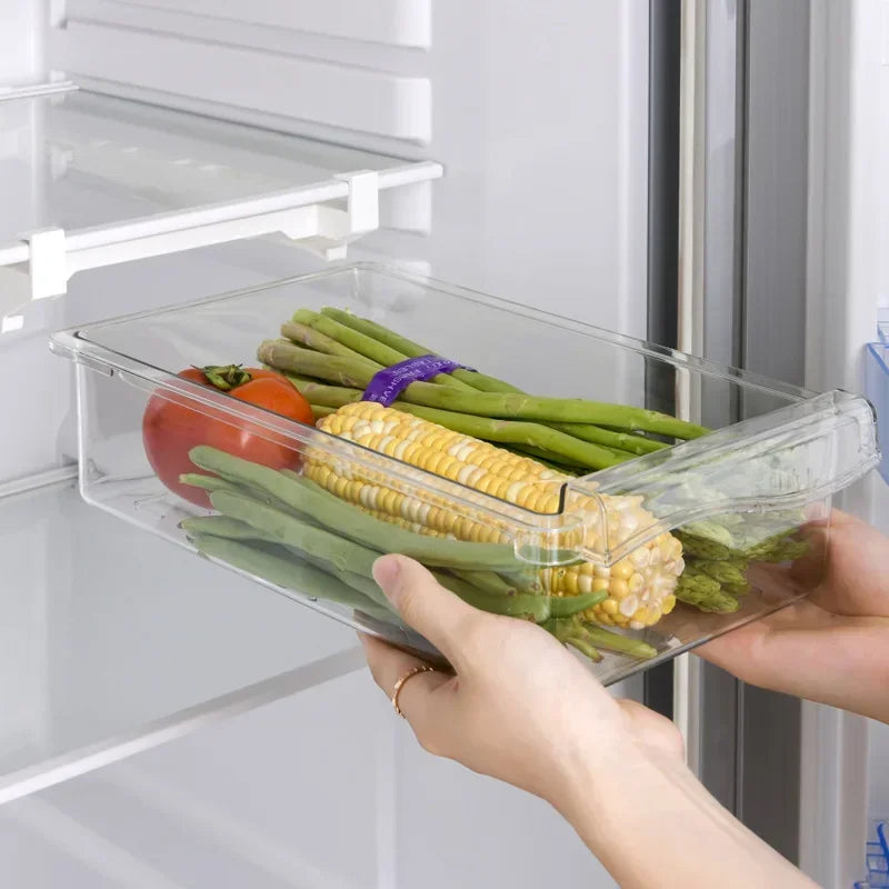 Fridge Drawer Box Eggs Fruit Vegetable Food Storage Slide Tray Case Refrigerator Divided Holder Hanging Shelf Kitchen Organizers