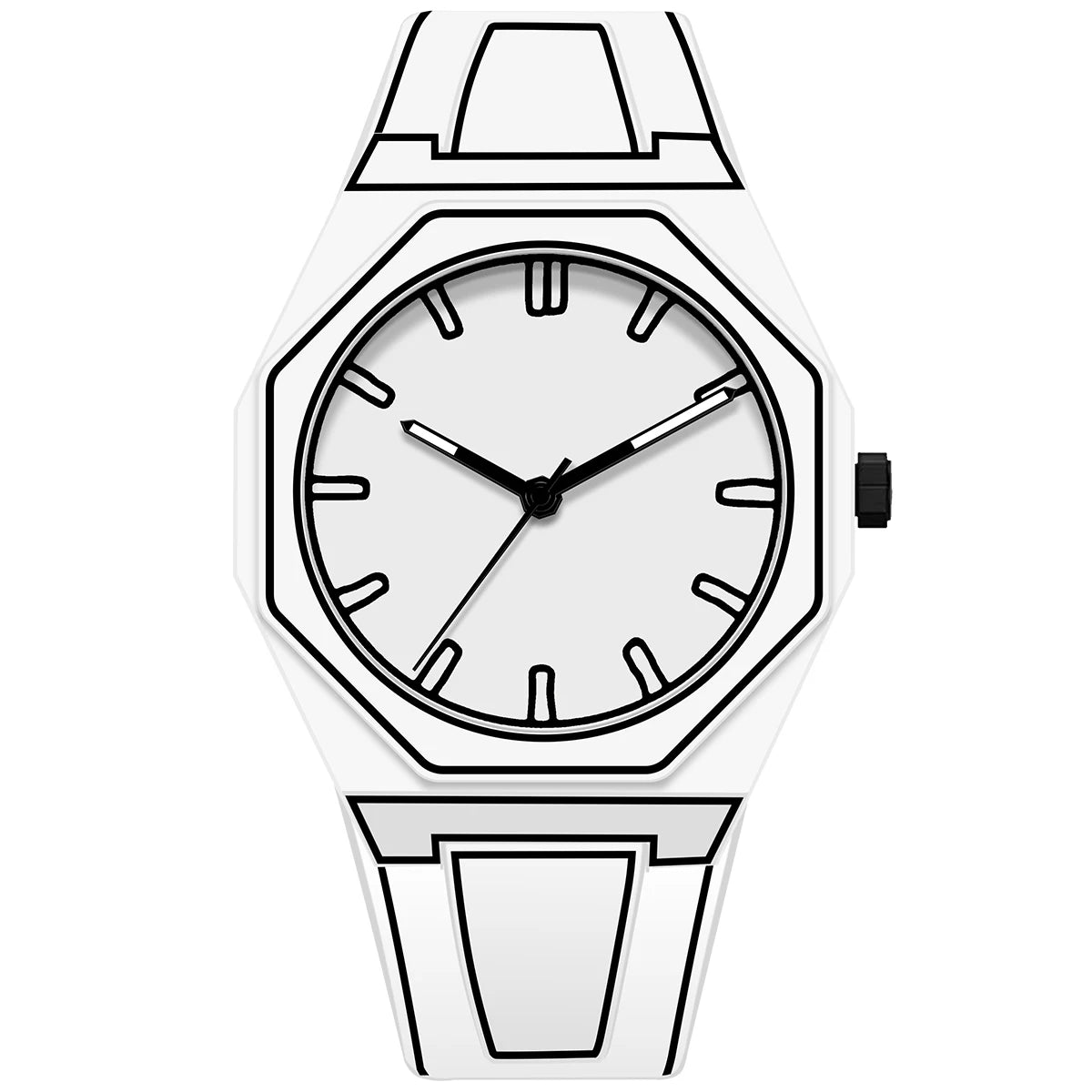 Modern Simple Sketch Creative Athleisure Watch Creative Design Octagonal Waterproof Watch Comic Style Electronic Watch