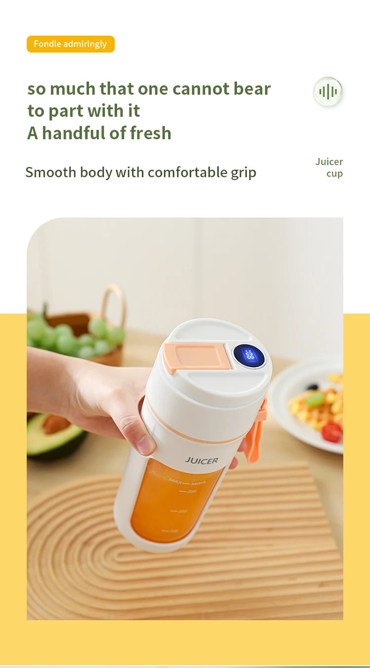 Portable Juicer Mini Electric Blender Multifunction Juice Maker Machine Fruit Mixers Extractors Smoothies Mixer 6 Blades 1200mAh