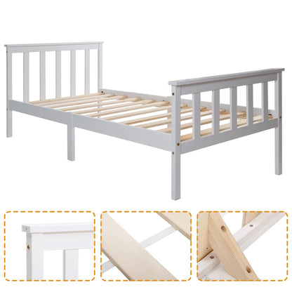 Solid Wooden Bed Single Bed 90x200cm,with slatted frame ,with headboard ,Bed Frame ,Children's Bed Youth Bed ,Solid Pine,White