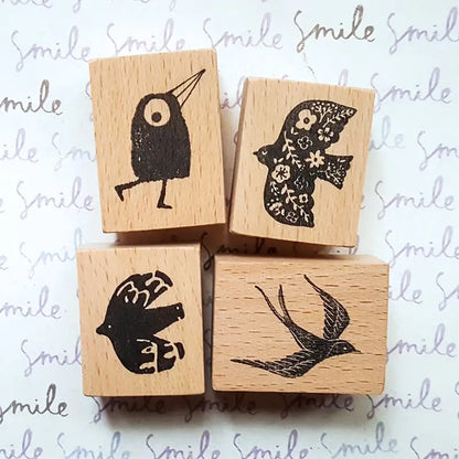 Stamp Scrapbooking Supplies Flower Petal Birds Stationary Kawaii Wooden Stamps