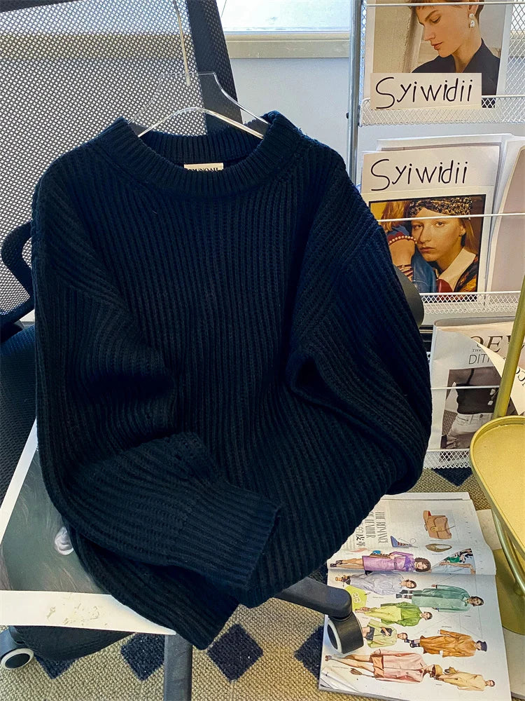Syiwidii Oversized Sweaters for Women Knit Pullover Spring Autumn Winter Long Sleeve Causal Fashion Elegant Ladies Loose Jumpers