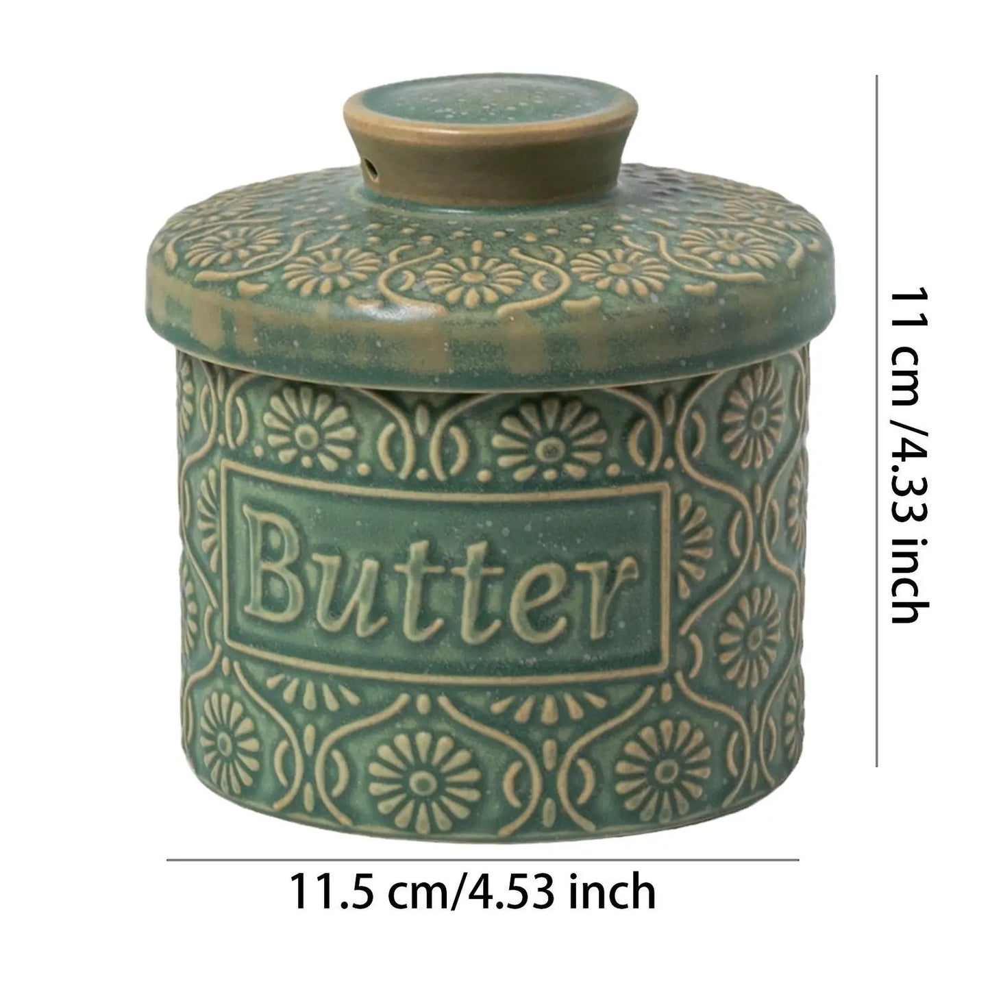 Retro Butter Crock Ceramic With Lid French Butter Dish For Fresh Spreadable Butter Jar Cheese Case Storage Box For Counter