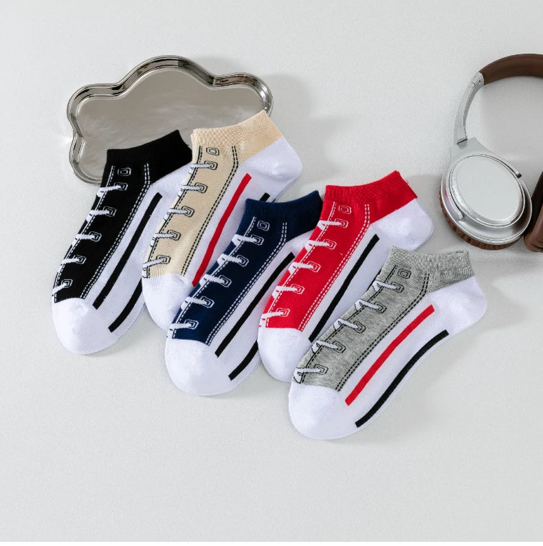 5 pairs of autumn and winter men's sports socks for summer leisure, sweat wicking, comfortable, lightweight, breathable basketba