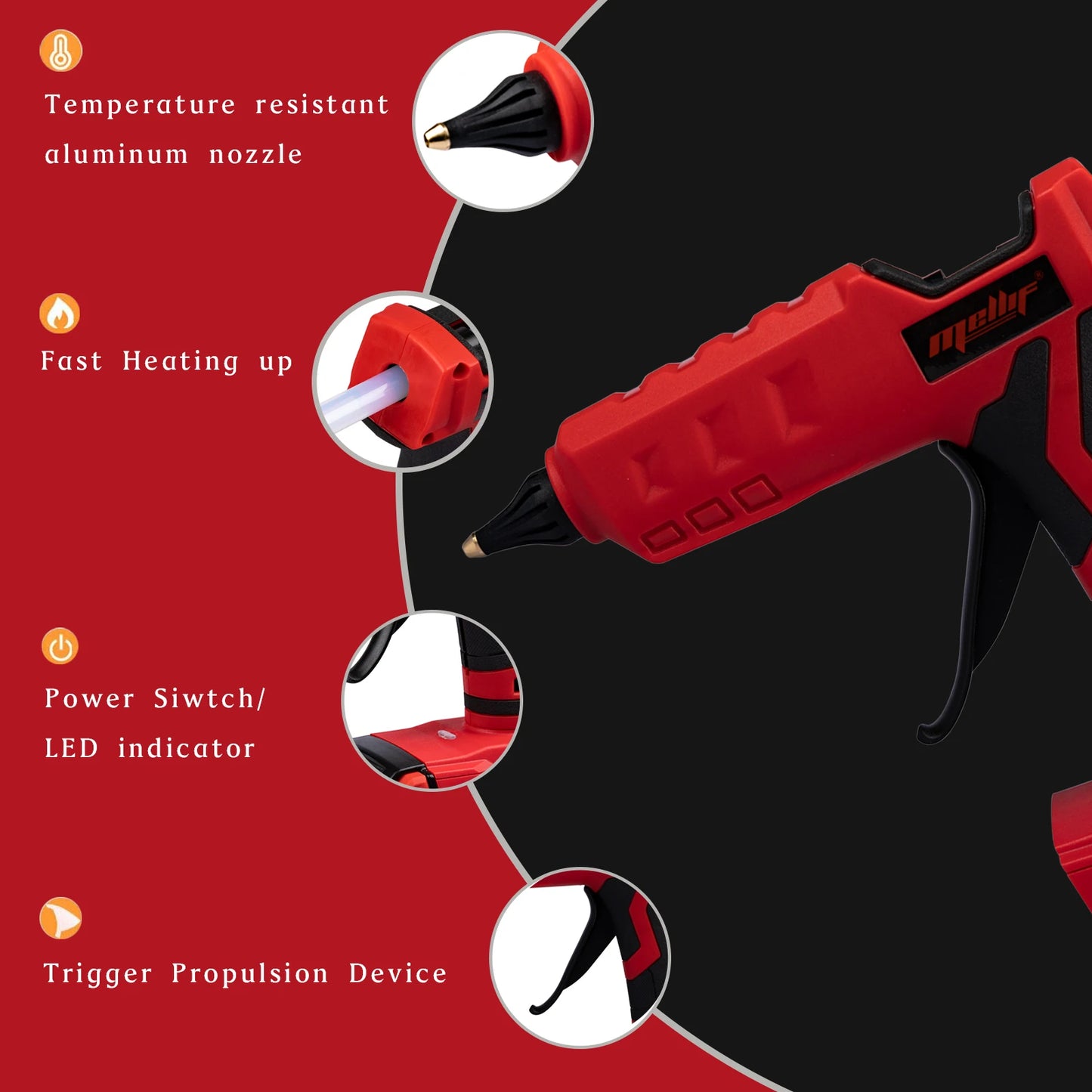 Cordless Hot Glue Gun Compatible with Milwaukee 18V Battery Use 11mm Glue Sticks DIY Repair Tool Christmas Gifts(tool only)