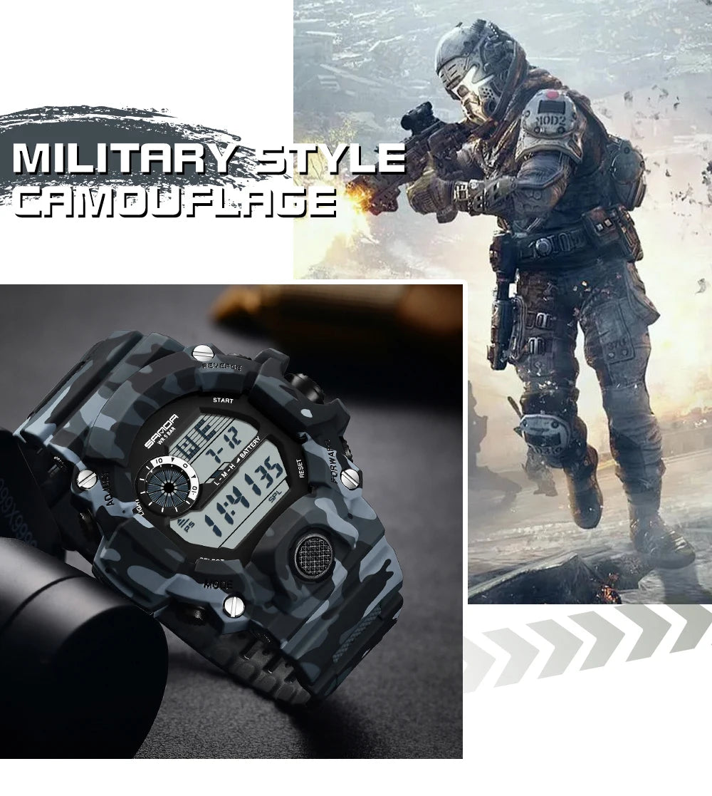SANDA 2183 Fashion Military Student Electronic Watch Multi functional Timer Waterproof LED Student Electronic Digital Watch