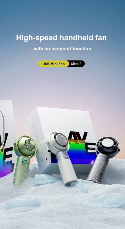 Handheld Fan High Speed Fan Handheld Outdoor Portable Fan Rechargeable Model Digital LifeDisplay Model Strong Wind Long Battery