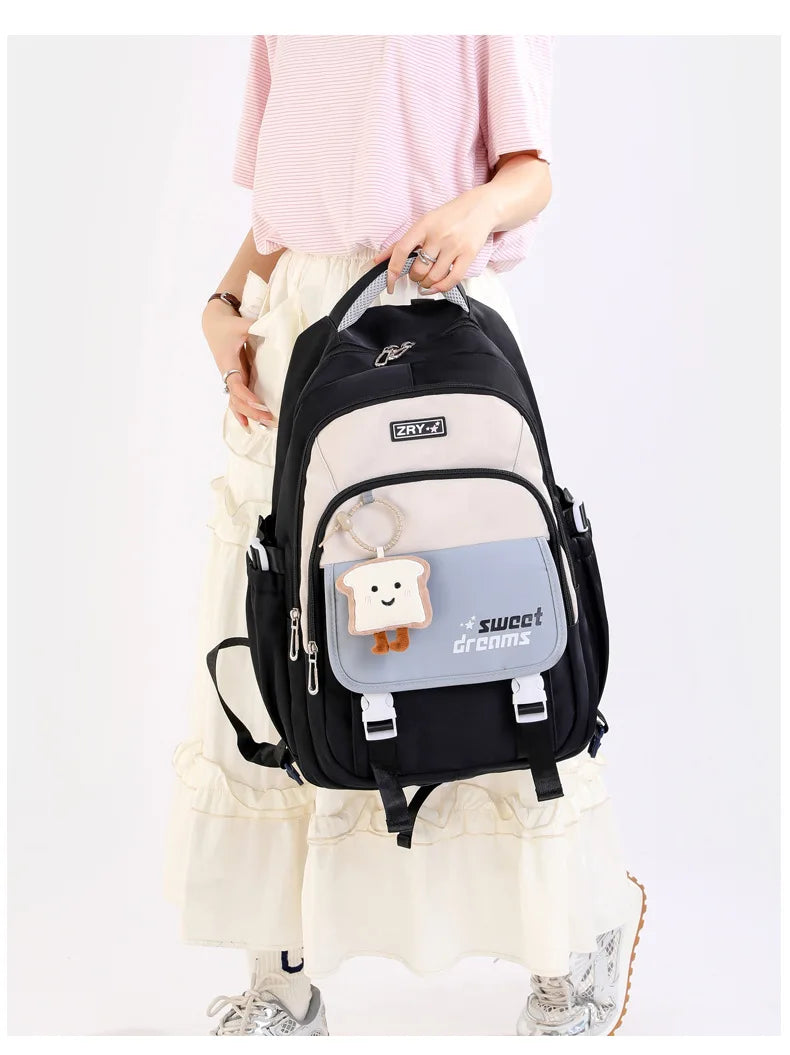 Girls Backpack for School Kawaii Bookbag for Teenage Multiple Pockets School Bag for Primary Elementary Middle School, Age 6-14