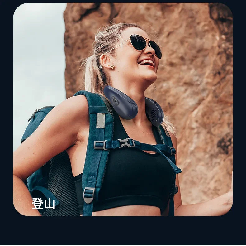 New Neck Air Conditioner Portable Neck Fan Rechargeable Semiconductor Cooling Bladeless Fan Outdoor Personal Fan Wearable Cooler