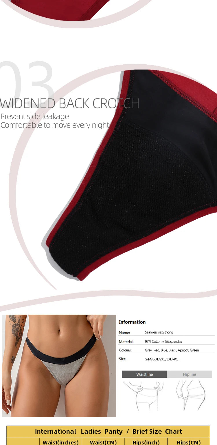 4 Layer Leakproof Menstrual Period Panties Sexy Ladies Thong Menstrual Period Leak Proof Underwear Physiological Pants