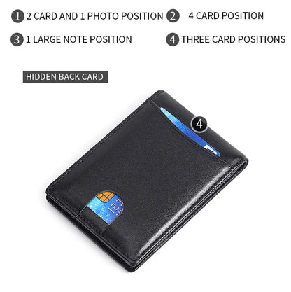 RFID Blocking Mini Men's Genuine Leather Wallet Slim Business Credit Card Holder Man Anti Theft Ultra Thin Purse For Male