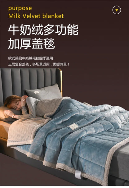 Milk Fleece Autumn Winter Warm Weighted Blankets for Beds European Thickened Beibei Velvet Throw Blanket Warmth Quilt Comforter