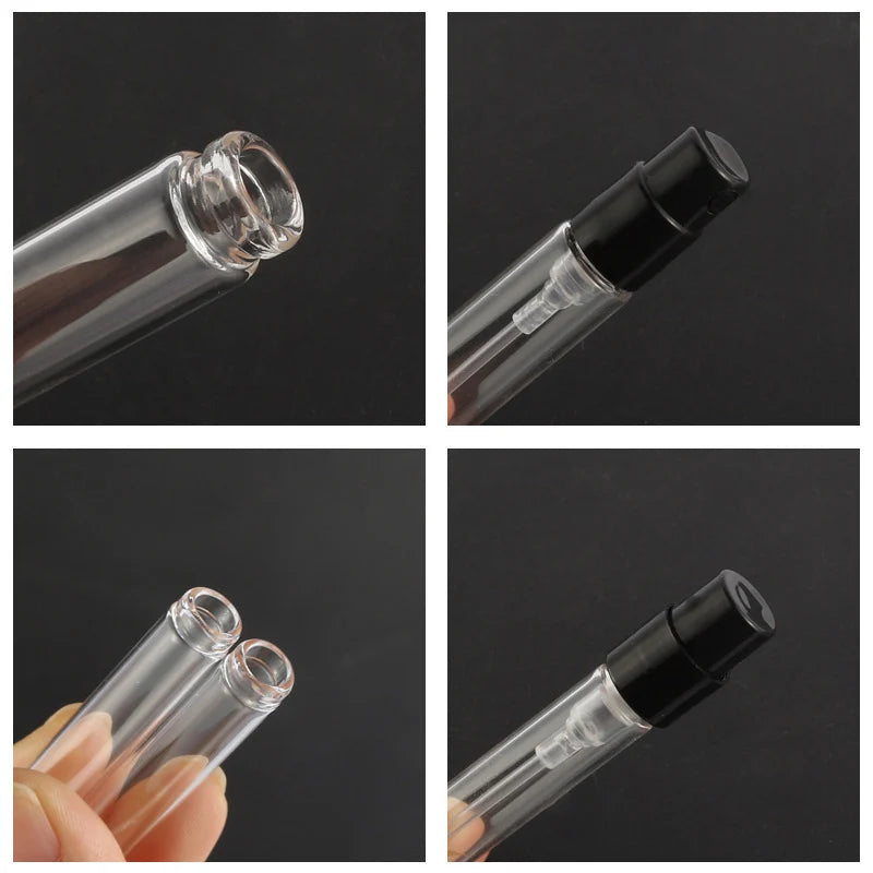 500pcs Invisible Springs Sprayer 1.5ml 1.8ml 2ml 2.5ml Bayonet Glass Perfume Bottle Sample Refillable For Fragrance Perfume