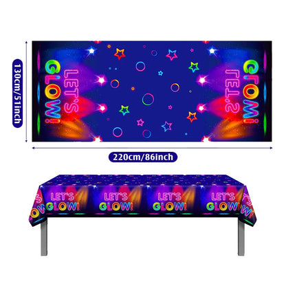 Glow Party Table Covers Neon Party Tablecloths Party Tablecloths Disposable Plastic Neon Glow Table Cloth Birthday Party Supplie
