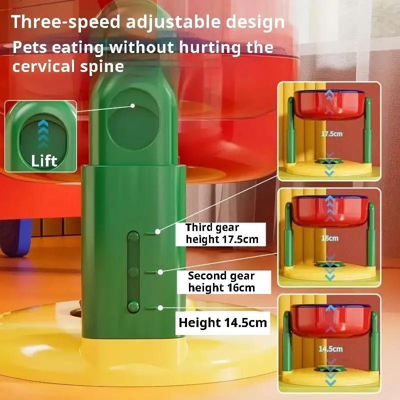 Pet Feeder Slow Feed Bowls Double Bowls Foldable with 3 Adjustable Height Suitable for Pets of Different Heights Water Feeding