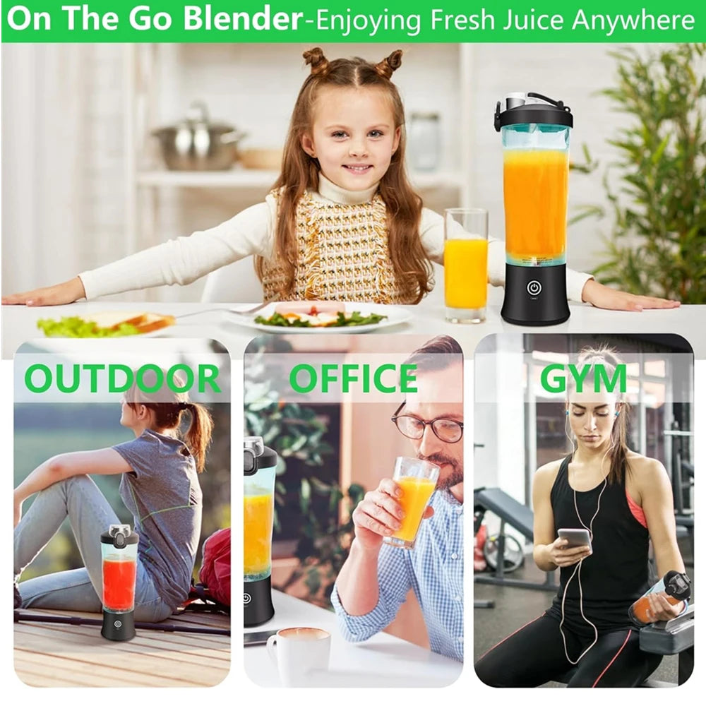 Portable Blender, Cordless, 18oz. Vessel, Personal Blender-for Shakes & Smoothies, BPA Free, Leakproof-Lid  USB-C Rechargeable