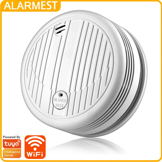 Alarmest Wifi Smoke Detector Smoke Sensor Highly Sensitive For smart Life app control Power by Tuya