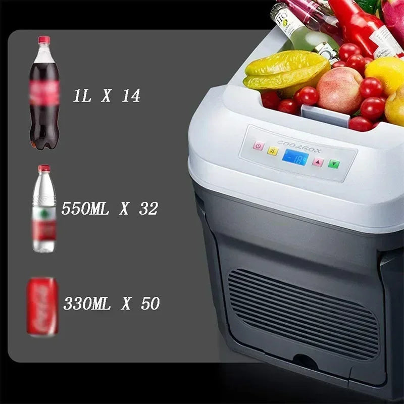 35L Mini Refrigerator Portable 0-65℃ Cold & Warm Dual-purpose DC12V 24V 220V Outdoor Food Drinks Fridges with LED Smart Display