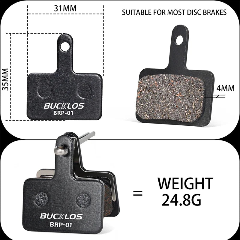 BUCKLOS MTB Bike Brake Pads Durable Hydraulic Disc Brake Pads fit B01S Semi-Metal MTB Road Cycling Wear Resistant Brake Pad Part