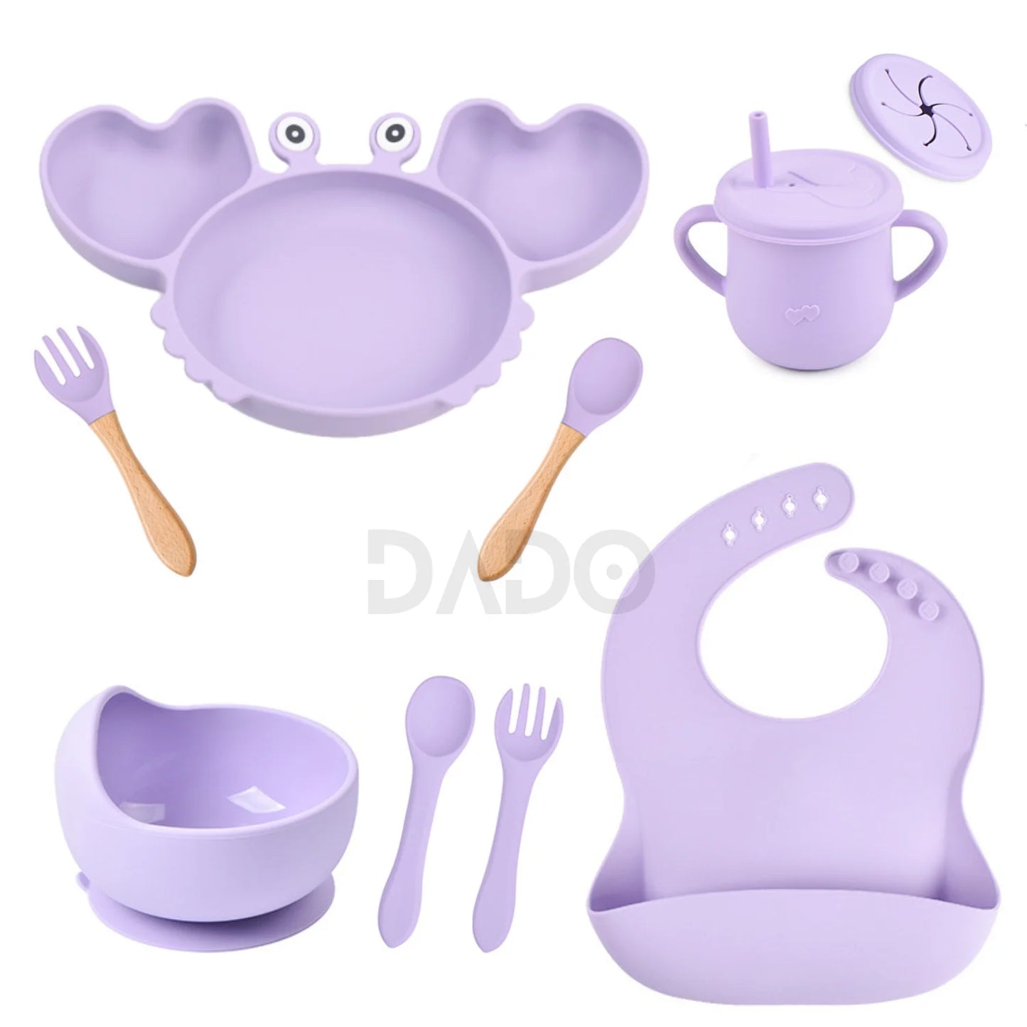 Customized Baby Silicone Feeding Set with Suction Cup Personalized Name Dish Divided Plate Bowl Spoon Cute Kid Eating Tableware
