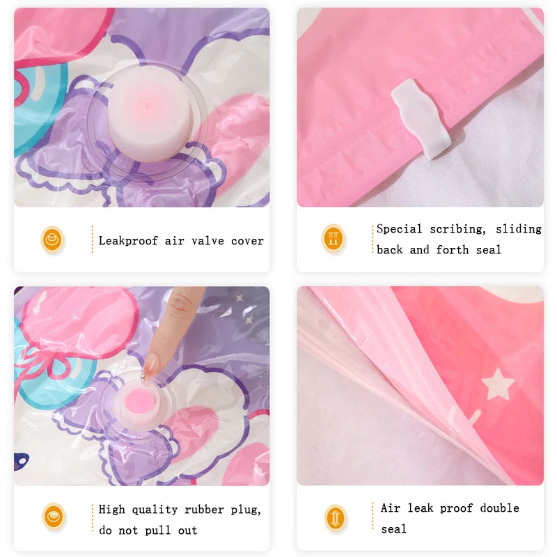 2pcs Vacuum Compression Storage Bags  - Space Saver for Clothes, Blankets, Quilts - Travel and Home Organization Essential