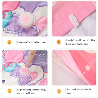 2pcs Vacuum Compression Storage Bags  - Space Saver for Clothes, Blankets, Quilts - Travel and Home Organization Essential