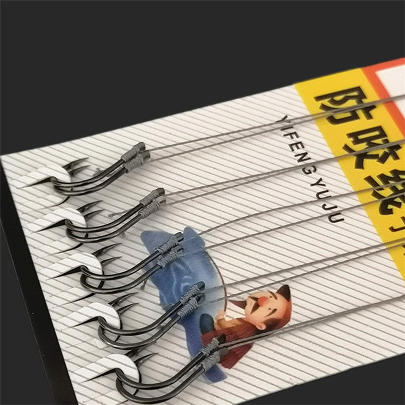 5Pack/50 Hooks Fishs Tool Tied Good Strong Horse Line Double Hook Pair Hook Fishs Hooks Fishing Gear Accessories Sub-line Hooks