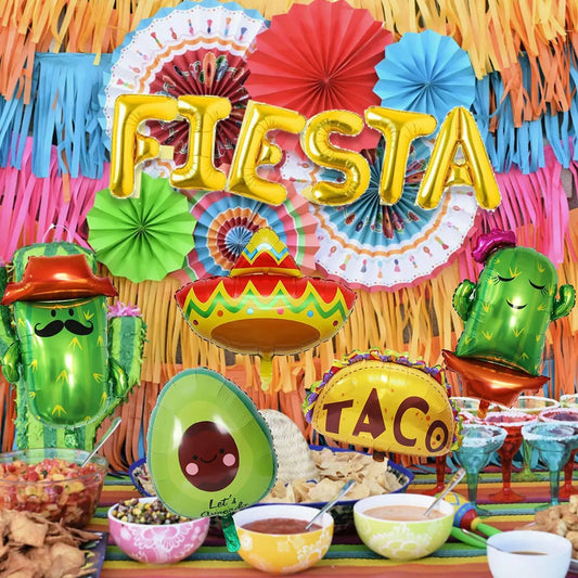 Mexican Party Decorative Balloons, Large Taco Party Decoration Balloon Set Mexican May 5Th Day Party